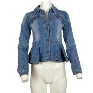 Peplum Jean Jacket Medium Wash